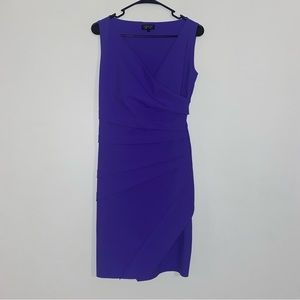 Chiara Boni La Petite Robe Cobalt Purple V Neck Sleeveless Sheath Cocktail Dress